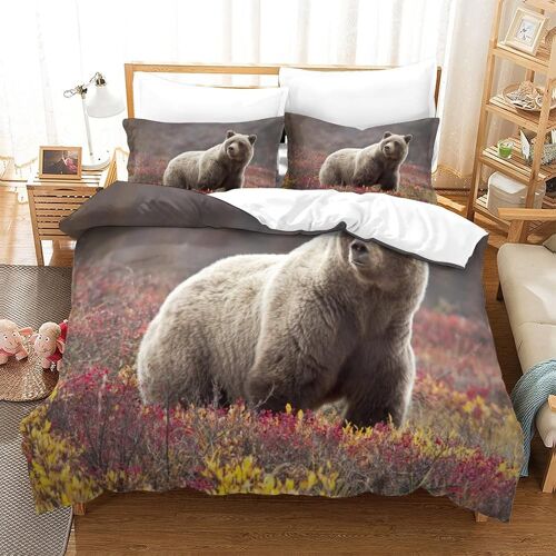 Parure Housse Couette X Parure De Lit X D Ours Motif Imprim¿¿ Doux Et Durable Microfibre Avec Taies D'oreiller Et Fermeture ¿¿Clair Pour Enfants Et Adultes