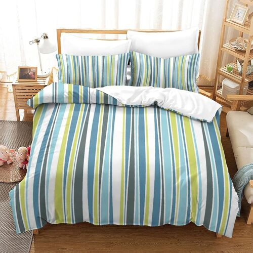 Housse De Couette Motif Imprim¿¿ Colorful Stripes D,Housse Couette Douce Avec Fermeture ¿¿Clair, Microfibre Hypoallerg¿¿Nique Adultes Et Enfants Parure De Litsingle£¿Xcm£©