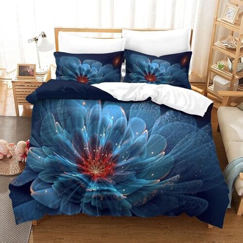 Parure De Lit D Avec Housse De Couette Et Taies D'oreiller Fractal Flower Motif Imprim¿¿ - Pour Enfants Et Adultes - En Microfibre - Avec Fermeture ¿¿Clair - Doux Et Durabledouble£¿Xc