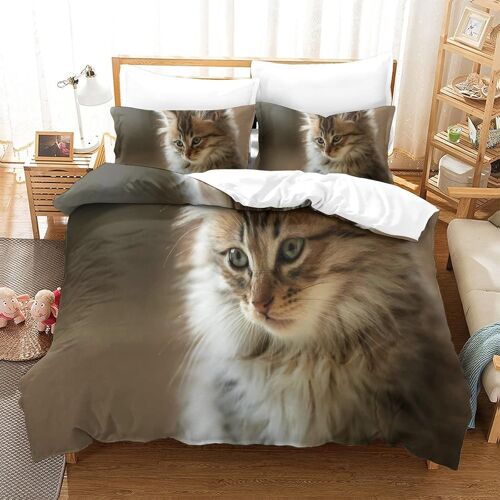 Housse De Couette Cat Imprim¿¿ Housse De Couette Doux Hypoallerg¿¿Nique Parure De Lit Microfibre Avec Fermeture ¿¿Clair Housse Couette Pour Adultes Et Enfantssingle£¿Xcm£©