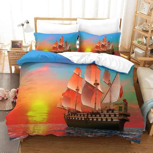 Housse De Couette Ship At Sea Imprim¿¿ Housse De Couette Doux Hypoallerg¿¿Nique Parure De Lit Microfibre Avec Fermeture ¿¿Clair Housse Couette Pour Adultes Et Enfantsdouble£¿Xcm£©