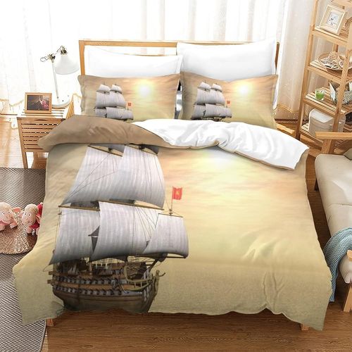 Housse De Couette Motif Imprim¿¿ Ship At Sea D ,En Parure De Lit Avec Housse De Couette Et Taies D'oreiller,Fermeture ¿¿Clair,Doux Microfibre Hypoallerg¿¿Niqueking£¿Xcm£©