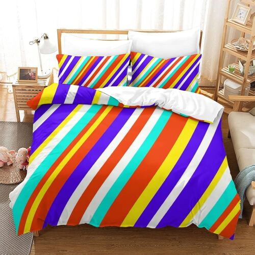 Parure De Lit Pour Avec D Colorful Stripes Motif Impression Housse De Couette Doux Et Durable Avec Fermeture ¿¿Clair Parure De Lit Pour Adultes Et Enfantsking£¿Xcm£©