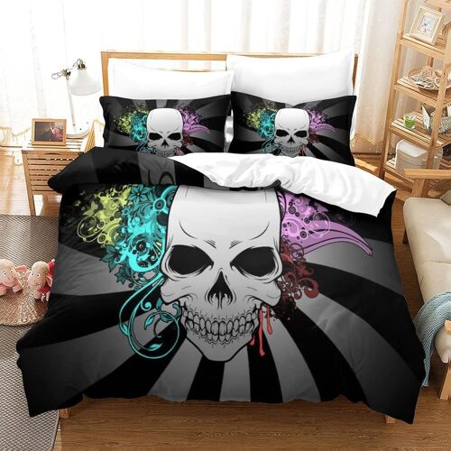 Housse De Couette Motif Imprim¿¿ Skeleton D,Housse Couette Douce Avec Fermeture ¿¿Clair, Microfibre Hypoallerg¿¿Nique Adultes Et Enfants Parure De Litsingle£¿Xcm£©