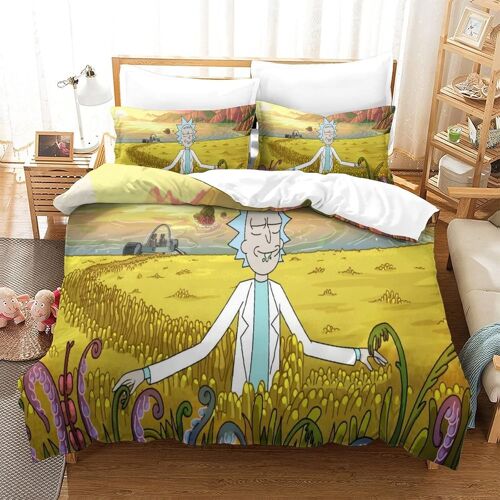 Rick And Morty Housse De Couette En Duvet Literie Trois Pi¿¿Ces Respirante, Chaude Et Facile D'entretien Fermeture ¿¿ Glissi¿¿Re Housse De Couette Adapt¿¿E Aux Enfants, Adolescents, En