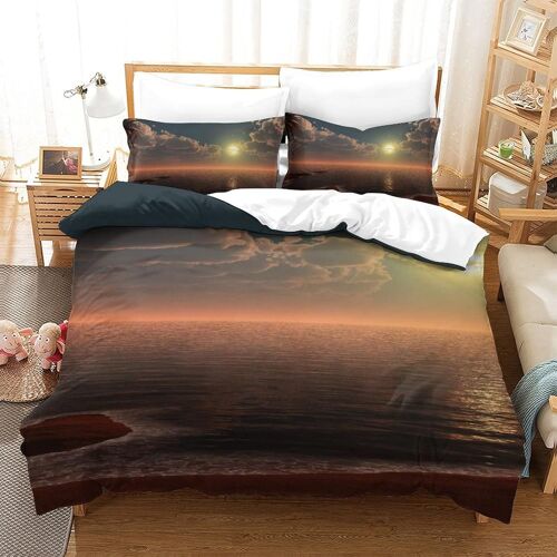 Housse De Couette Motif Imprim¿¿ Sunset D ,En Parure De Lit Avec Housse De Couette Et Taies D'oreiller,Fermeture ¿¿Clair,Doux Microfibre Hypoallerg¿¿Niquesingle£¿Xcm£©