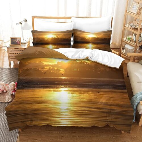 Parure De Lit D Avec Housse De Couette Et Taies D'oreiller Sunset Motif Imprim¿¿ - Pour Enfants Et Adultes - En Microfibre - Avec Fermeture ¿¿Clair - Doux Et Durableking£¿Xcm£©