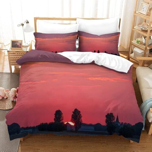 Housse De Couette Sunset Imprim¿¿ Housse De Couette Doux Hypoallerg¿¿Nique Parure De Lit Microfibre Avec Fermeture ¿¿Clair Housse Couette Pour Adultes Et Enfantsdouble£¿Xcm£©