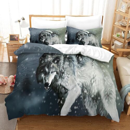 Housse De Couette Motif Imprim¿¿ Wolf D ,En Parure De Lit Avec Housse De Couette Et Taies D'oreiller,Fermeture ¿¿Clair,Doux Microfibre Hypoallerg¿¿Niqueking£¿Xcm£©