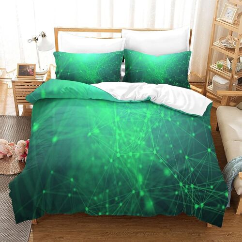 Parure De Lit D Avec Housse De Couette Et Taies D'oreiller Geometric Line Motif Imprim¿¿ - Pour Enfants Et Adultes - En Microfibre - Avec Fermeture ¿¿Clair - Doux Et Durabledouble£¿Xc