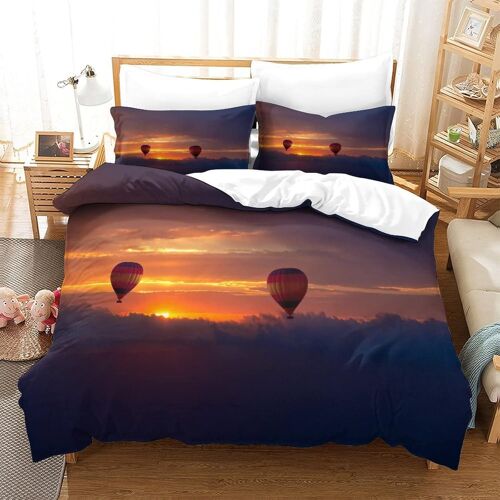 Housse De Couette Motif Imprim¿¿ Hot Air Balloon D ,En Parure De Lit Avec Housse De Couette Et Taies D'oreiller,Fermeture ¿¿Clair,Doux Microfibre Hypoallerg¿¿Niquesingle£¿Xcm£©