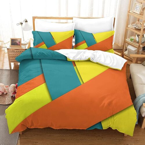 Parure De Lit D Avec Housse De Couette Et Taies D'oreiller Colorful Stripes Motif Imprim¿¿ - Pour Enfants Et Adultes - En Microfibre - Avec Fermeture ¿¿Clair - Doux Et Durabledouble£¿