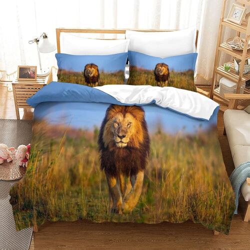 Housse De Couette Lion Imprim¿¿ Housse De Couette Doux Hypoallerg¿¿Nique Parure De Lit Microfibre Avec Fermeture ¿¿Clair Housse Couette Pour Adultes Et Enfantsdouble£¿Xcm£©