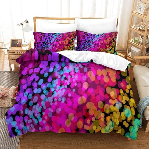 Parure De Lit D Avec Housse De Couette Et Taies D'oreiller Colored Spots Motif Imprim¿¿ - Pour Enfants Et Adultes - En Microfibre - Avec Fermeture ¿¿Clair - Doux Et Durabledouble£¿Xcm
