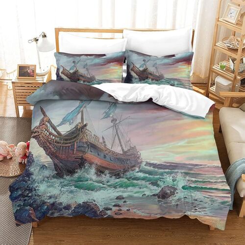 Housse De Couette Ship At Sea Imprim¿¿ Housse De Couette Doux Hypoallerg¿¿Nique Parure De Lit Microfibre Avec Fermeture ¿¿Clair Housse Couette Pour Adultes Et Enfantsdouble£¿Xcm£©