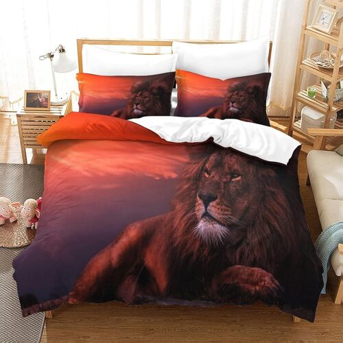 Housse De Couette Motif Imprim¿¿ Lion D ,En Parure De Lit Avec Housse De Couette Et Taies D'oreiller,Fermeture ¿¿Clair,Doux Microfibre Hypoallerg¿¿Niquedouble£¿Xcm£©