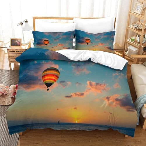 Housse De Couette Motif Imprim¿¿ Hot Air Balloon D ,En Parure De Lit Avec Housse De Couette Et Taies D'oreiller,Fermeture ¿¿Clair,Doux Microfibre Hypoallerg¿¿Niquedouble£¿Xcm£©