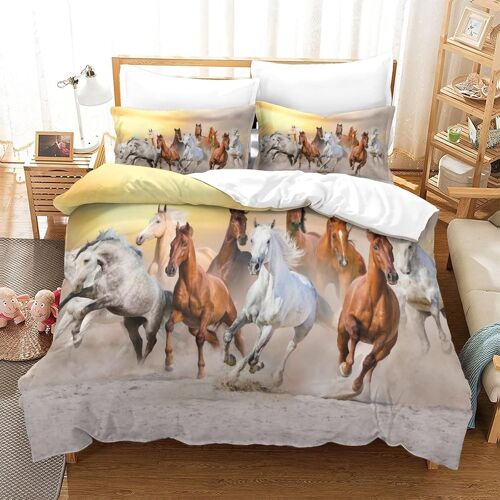 Housse De Couette Motif Imprim¿¿ Horse D,Housse Couette Douce Avec Fermeture ¿¿Clair, Microfibre Hypoallerg¿¿Nique Adultes Et Enfants Parure De Litking£¿Xcm£©