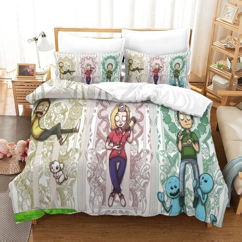 Rick And Morty Microfibre Douce Facile D'entretien Housse De Couette De Parure De Convient ¿¿ Toutes Les Personnes Pi¿¿Ces Quilt Cover Fermeture ¿¿ Glissi¿¿Re Double£¿Xcm£©