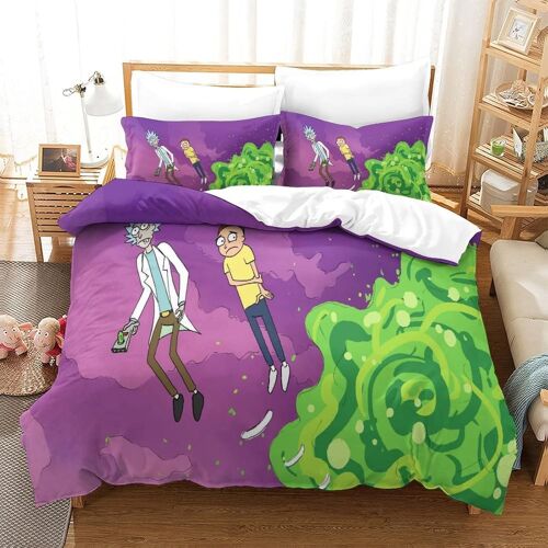 Rick And Morty Parure De Lit Pi¿¿Ces Housse De Couette De Housse De Microfibre Convient Aux Enfants Adolescents Adultes Single£¿Xcm£©