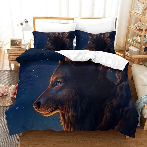 Housse De Couette Motif Imprim¿¿ Wolf D,Housse Couette Douce Avec Fermeture ¿¿Clair, Microfibre Hypoallerg¿¿Nique Adultes Et Enfants Parure De Litdouble£¿Xcm£©