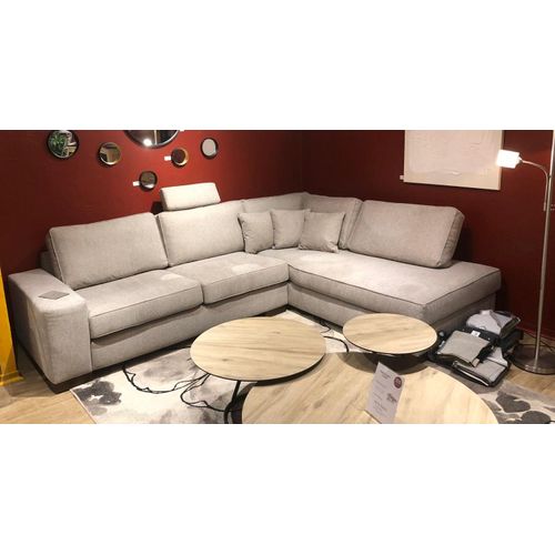 Grand & Beau Canapé D'angle Haut De Gamme Neuf 280cm X 220cm 6 Places Tissus Chinè Chocolat Ècru