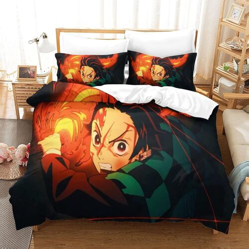 Parure De Lit Demon Slayer Housse De Couette X Cm Parure De Lit X Cm Avec ¿¿Clair Et Taies Doux R¿¿Sistant ¿¿ La Ride Et Durable Hypoallerg¿¿Nique Pour Adultes Et Enfants