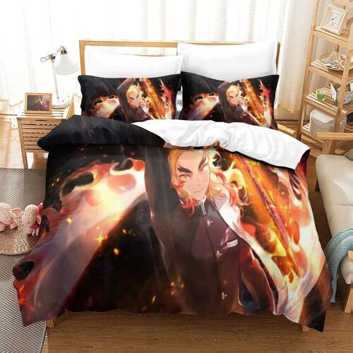 Parure De Lit Demon Slayer Motif Housse De Couette X Cm Parure De Lit X Cm Avec Fermeture ¿¿Clair Doux Hypoallerg¿¿Nique Microfibre Housses De Couettes Avec Taies Pour Adultes Et Enf