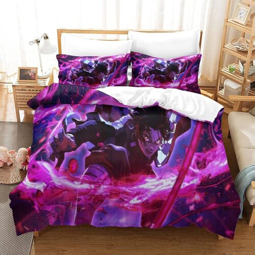 Parure De Lit Demon Slayer Housse De Couette X Cm Parure De Lit X Cm Avec ¿¿Clair Et Taies Doux R¿¿Sistant ¿¿ La Ride Et Durable Hypoallerg¿¿Nique Pour Adultes Et Enfants
