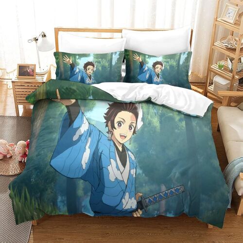 Parure De Lit Demon Slayer Motif Housse De Couette X Cm Parure De Lit X Cm Avec Fermeture ¿¿Clair Doux Hypoallerg¿¿Nique Microfibre Housses De Couettes Avec Taies Pour Adultes Et Enf