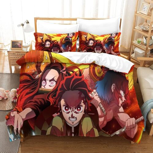 Parure De Lit Demon Slayer Housse De Couette X Cm Parure De Lit X Cm Avec ¿¿Clair Et Taies Doux R¿¿Sistant ¿¿ La Ride Et Durable Hypoallerg¿¿Nique Pour Adultes Et Enfants