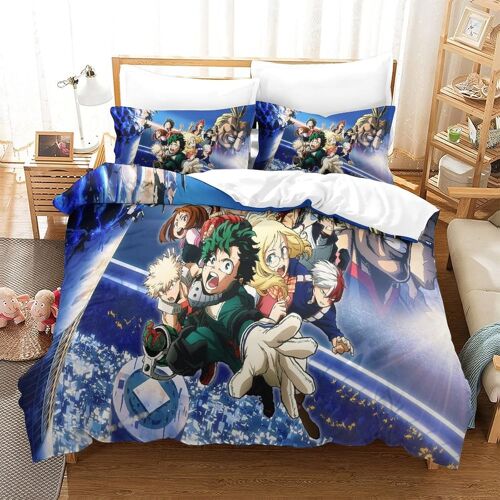 My Hero Academia Housse De Couette X Parure De Lit X D Motif Doux Et Durable Microfibre Pi¿¿Ces Avec Taies D'oreiller Et Fermeture ¿¿Clair Pour Enfants Et Adultes