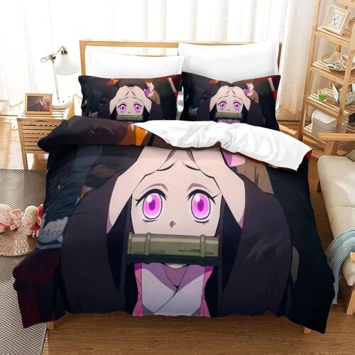 Parure De Lit Demon Slayer Motif Housse De Couette X Cm Parure De Lit X Cm Avec Fermeture ¿¿Clair Doux Hypoallerg¿¿Nique Microfibre Housses De Couettes Avec Taies Pour Adultes Et Enf