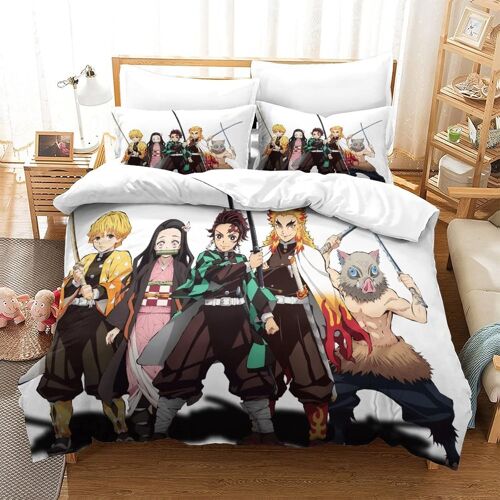 Parure De Lit Demon Slayer Housse De Couette X Cm Parure De Lit X Cm Avec ¿¿Clair Et Taies Doux R¿¿Sistant ¿¿ La Ride Et Durable Hypoallerg¿¿Nique Pour Adultes Et Enfants