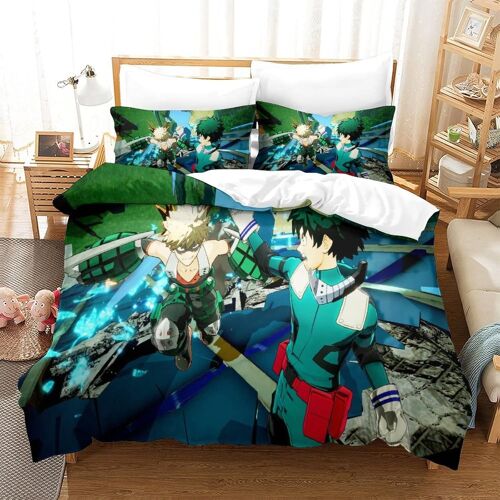 My Hero Academia Housse De Couette Place Parure De Lit Personne D Motif Doux Et Durable Microfibre Pi¿¿Ces Avec Taies D'oreiller Et Fermeture ¿¿Clair Pour Enfants Et Adultes