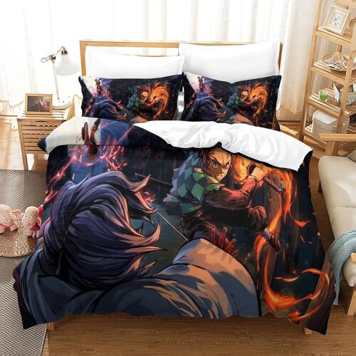 Parure De Lit Demon Slayer Motif Housse De Couette X Cm Parure De Lit X Cm Avec Fermeture ¿¿Clair Doux Hypoallerg¿¿Nique Microfibre Housses De Couettes Avec Taies Pour Adultes Et Enf