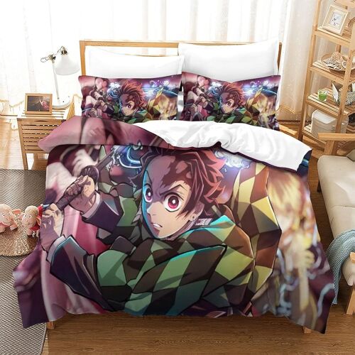 Parure De Lit Demon Slayer Motif Housse De Couette X Cm Parure De Lit X Cm Avec Fermeture ¿¿Clair Doux Hypoallerg¿¿Nique Microfibre Housses De Couettes Avec Taies Pour Adultes Et Enf