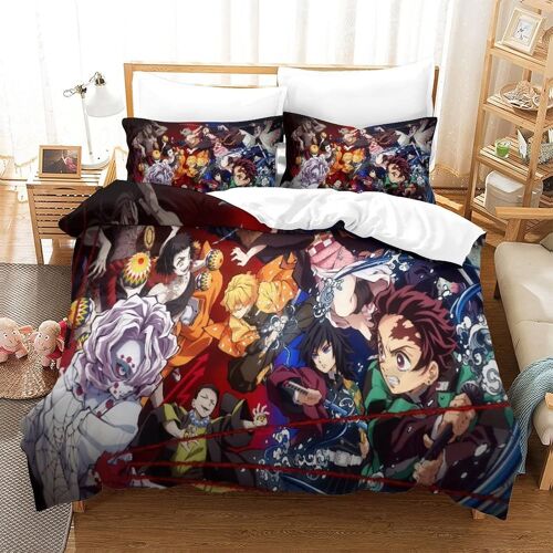 Parure De Lit Demon Slayer Housse De Couette X Cm Parure De Lit X Cm Avec ¿¿Clair Et Taies Doux R¿¿Sistant ¿¿ La Ride Et Durable Hypoallerg¿¿Nique Pour Adultes Et Enfants