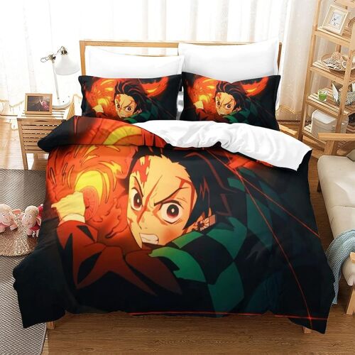 Parure De Lit Demon Slayer Motif Housse De Couette X Cm Parure De Lit X Cm Avec Fermeture ¿¿Clair Doux Hypoallerg¿¿Nique Microfibre Housses De Couettes Avec Taies Pour Adultes Et Enf