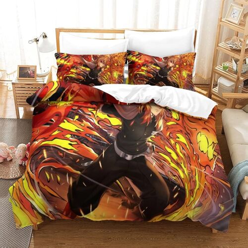 Parure De Lit Demon Slayer Housse De Couette X Cm Parure De Lit X Cm Avec ¿¿Clair Et Taies Doux R¿¿Sistant ¿¿ La Ride Et Durable Hypoallerg¿¿Nique Pour Adultes Et Enfants