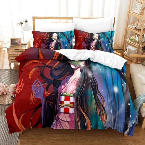 Demon Slayer Imprim¿¿ Parure De Lit X Cm Adultes Ado Housse De Couette X Cm Avec Taies D'oreiller Doux Microfibre Hypoallerg¿¿Nique Avec Fermeture ¿¿Clair