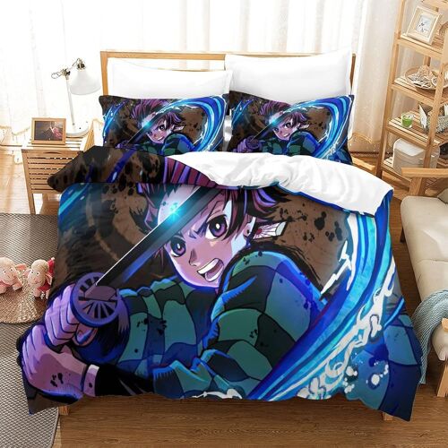 Parure De Lit Demon Slayer Housse De Couette X Cm Parure De Lit X Cm Avec ¿¿Clair Et Taies Doux R¿¿Sistant ¿¿ La Ride Et Durable Hypoallerg¿¿Nique Pour Adultes Et Enfants