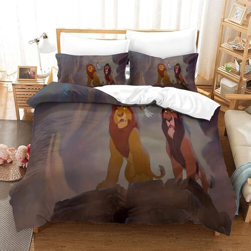 Parure Housse Couette X Parure De Lit X D Roi Lion Motif Imprim¿¿ Doux Et Durable Microfibre Avec Taies D'oreiller Et Fermeture ¿¿Clair Pour Enfants Et Adultes