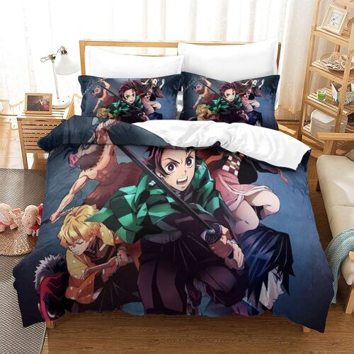 Parure De Lit Demon Slayer Motif Housse De Couette X Cm Parure De Lit X Cm Avec Fermeture ¿¿Clair Doux Hypoallerg¿¿Nique Microfibre Housses De Couettes Avec Taies Pour Adultes Et Enf