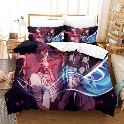 Parure De Lit Demon Slayer Housse De Couette X Cm Parure De Lit X Cm Avec ¿¿Clair Et Taies Doux R¿¿Sistant ¿¿ La Ride Et Durable Hypoallerg¿¿Nique Pour Adultes Et Enfants
