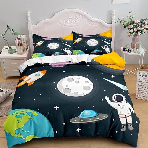 Parure De Lit Pi¿¿Ces Pour Enfant Motif Galaxie D Dessin Anim¿¿ Housse De Couette Enfant + Taies D'oreiller Doux Et Lisse (Plan¿¿Te , X Cm)