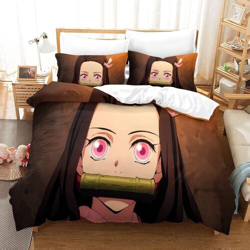 Parure De Lit Demon Slayer Housse De Couette X Cm Parure De Lit X Cm Avec ¿¿Clair Et Taies Doux R¿¿Sistant ¿¿ La Ride Et Durable Hypoallerg¿¿Nique Pour Adultes Et Enfants