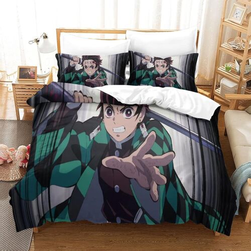 Parure De Lit Demon Slayer Housse De Couette X Cm Parure De Lit X Cm Avec ¿¿Clair Et Taies Doux R¿¿Sistant ¿¿ La Ride Et Durable Hypoallerg¿¿Nique Pour Adultes Et Enfants
