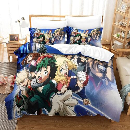 My Hero Academia Imprim¿¿ Parure De Lit Personne Adultes Ado Housse De Couette Place Avec Taies D'oreiller Doux Microfibre Hypoallerg¿¿Nique Avec Fermeture ¿¿Clair
