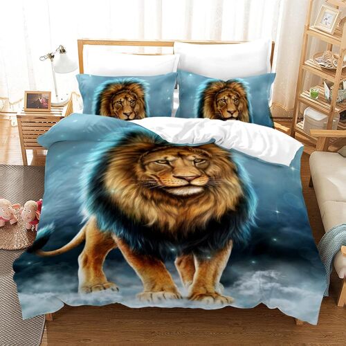 Parure De Lit D Avec Housse De Couette Et Taies D'oreiller Motif Lion Pi¿¿Ces Avec Fermeture ¿¿Clair (, X Cm + X Cm X )
